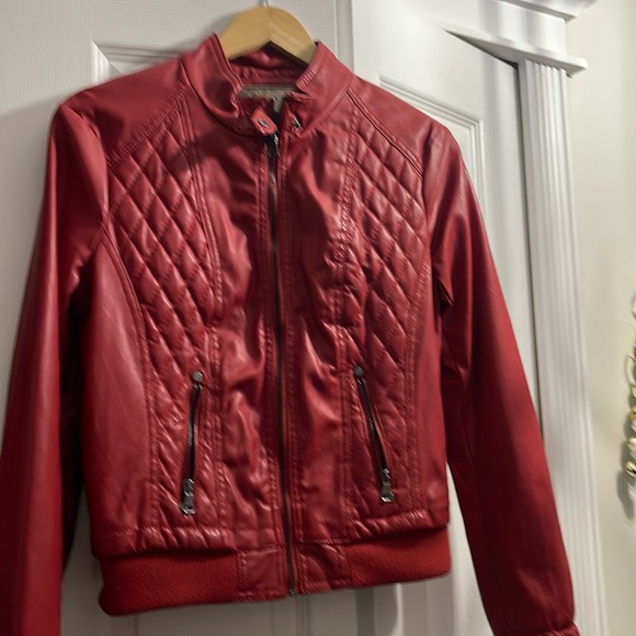 Red pleather jacket. Lightly used. - Picture 1 of 3